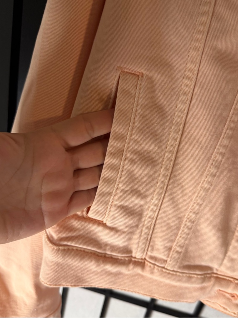 LOFT Light Peach Hooded Denim Jacket - Picture 3 of 4